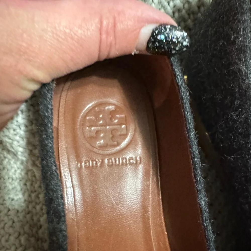 Tory Burch Greta Gray and Brown Wooden wedges, Size‎ 6.5